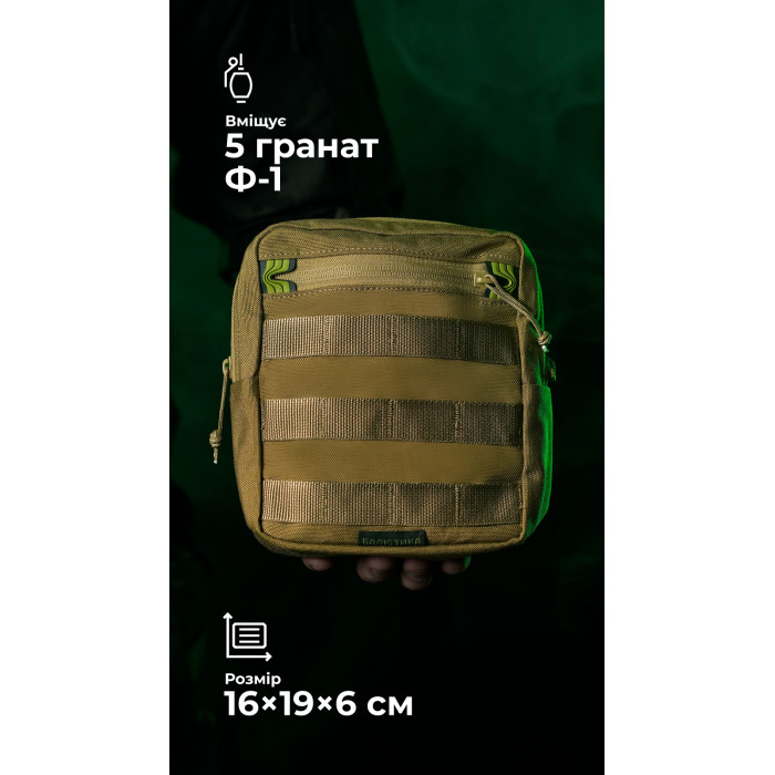 Утилітарний підсумок УП2 “Сховник” (16×19×6 см | Вертикальний | Койот) ТМ Балістика