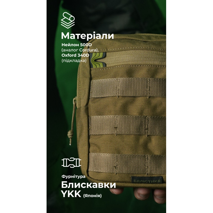 Утилітарний підсумок УП2 “Сховник” (16×19×6 см | Вертикальний | Койот) ТМ Балістика