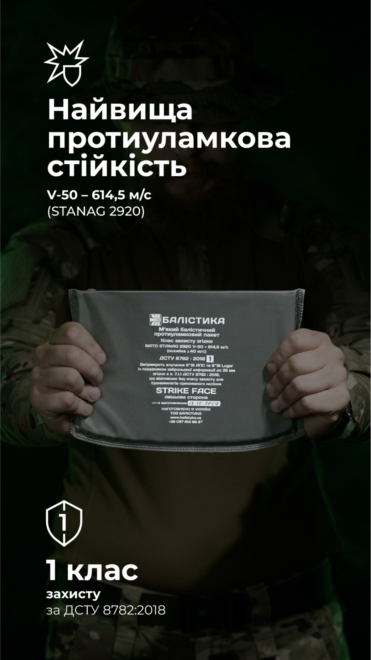 Балістичний пакет для напашника 