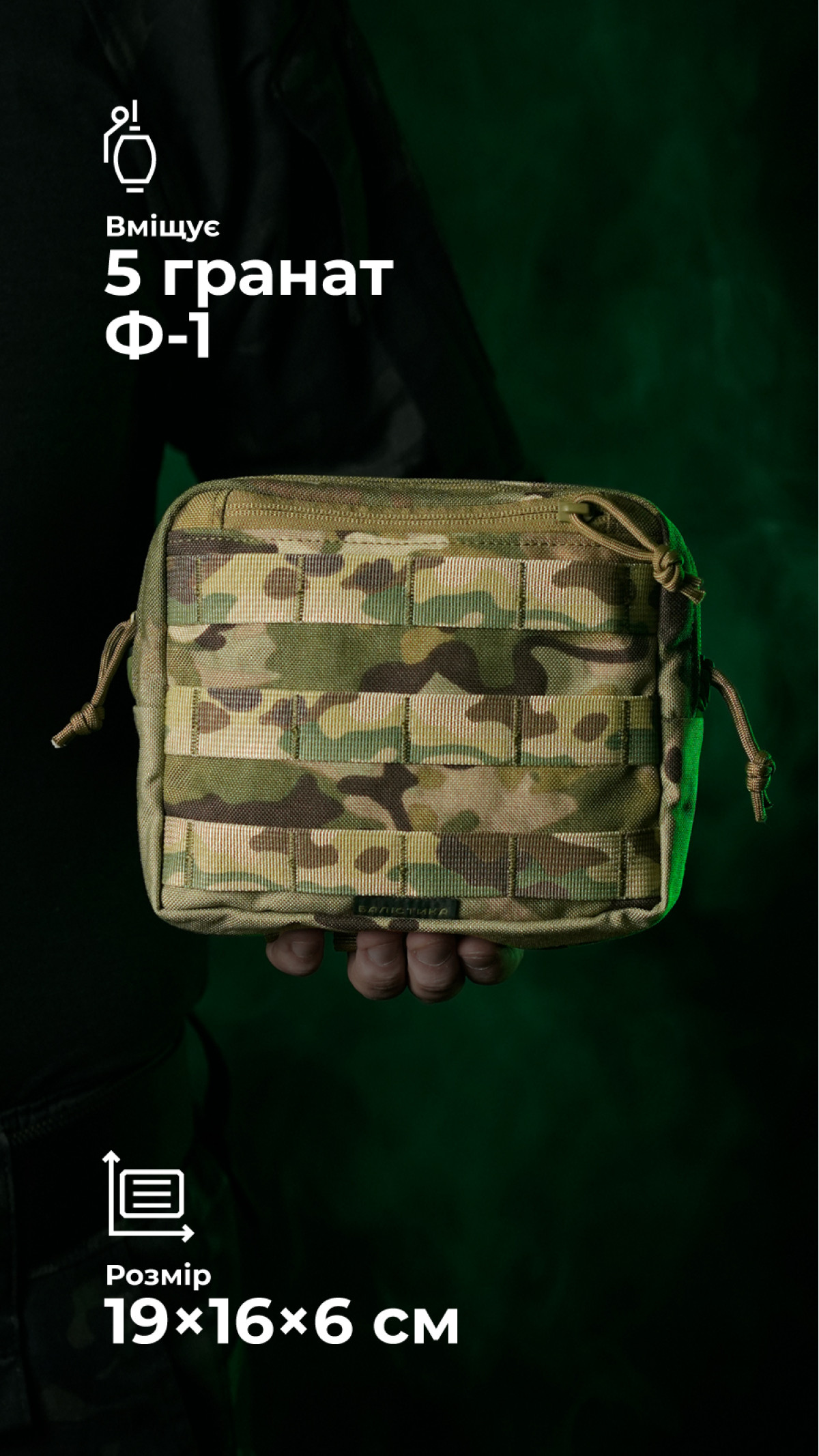 Утилітарний підсумок УП1 “Запасник” (19×16×6 см | Горизонтальний | Мультикам неоригінальний) ТМ Балістика