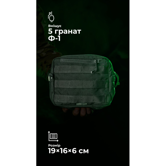 Утилітарний підсумок УП1 “Запасник” (19×16×6 см | Горизонтальний | Чорний) ТМ Балістика