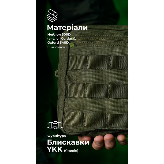 Утилітарний підсумок УП2 “Сховник” (16×19×6 см | Вертикальний | Олива) ТМ Балістика