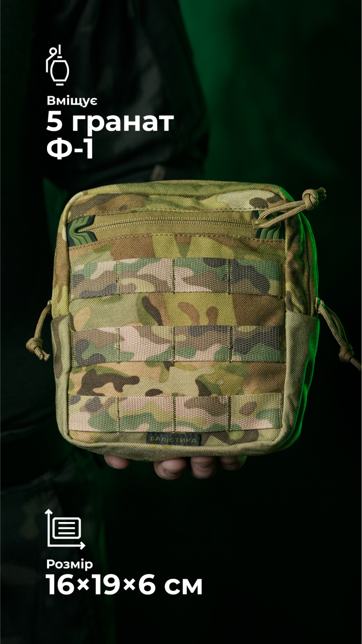 Утилітарний підсумок УП2 “Сховник” (16×19×6 см | Вертикальний | Мультикам неоригінальний) ТМ Балістика