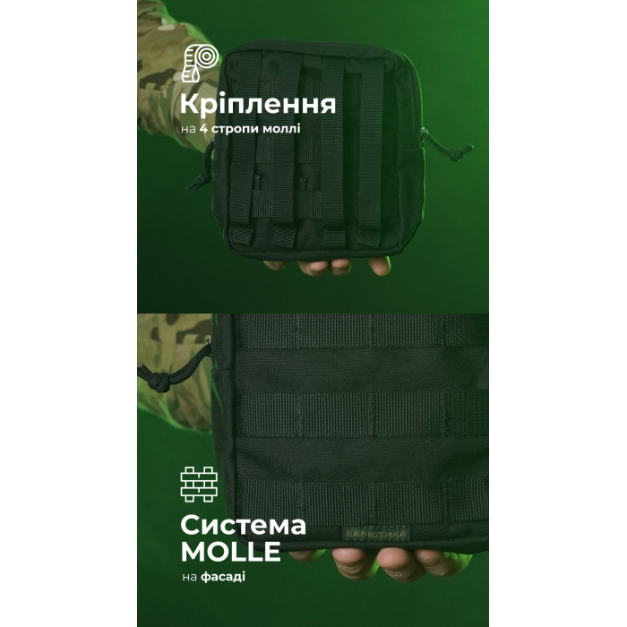 Утилітарний підсумок УП2 “Сховник” (16×19×6 см | Вертикальний | Чорний) ТМ Балістика