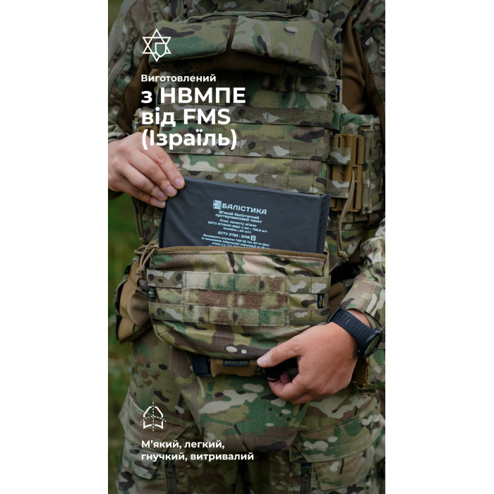 Баллистический пакет для напашника "Ладник" (2 класс | 23×16 см | 285 г | СВМПЭ ✡ Израиль) ТМ Баллистика