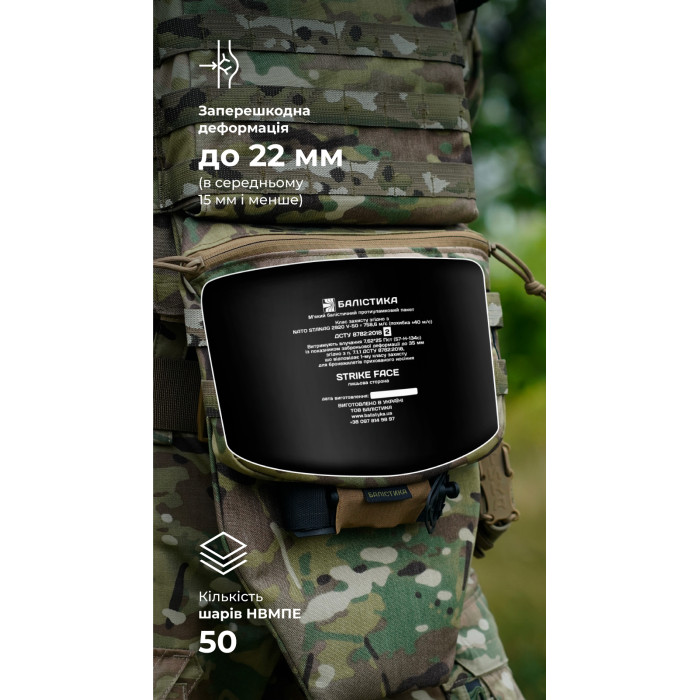 Баллистический пакет для напашника "Ладник" (2 класс | 23×16 см | 285 г | СВМПЭ ✡ Израиль) ТМ Баллистика