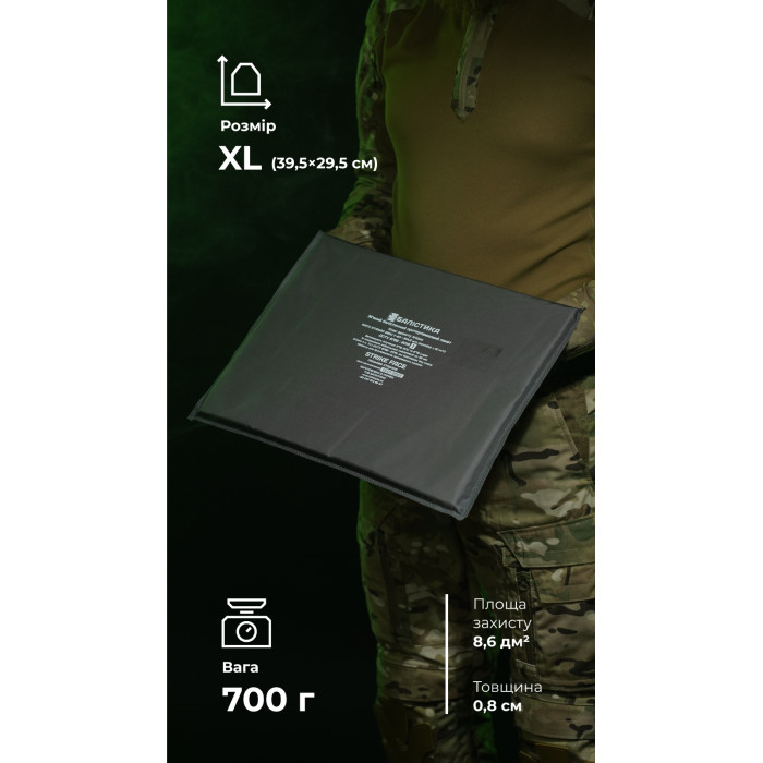 Баллистический пакет для тактического коврика XL (1 класс | 39,5×29,5 см | 700 г | СВМПЭ ✡ Израиль) ТМ Баллистика