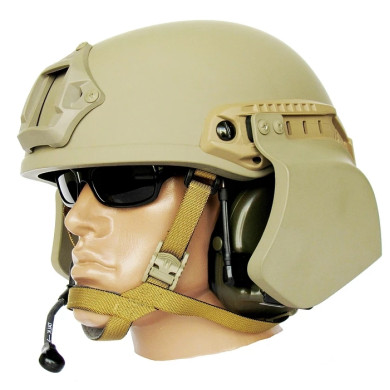 Защита боковая баллистическая обьемная "БЛОК" (ЗББ-О) для шлема с рейлингами (Койот)