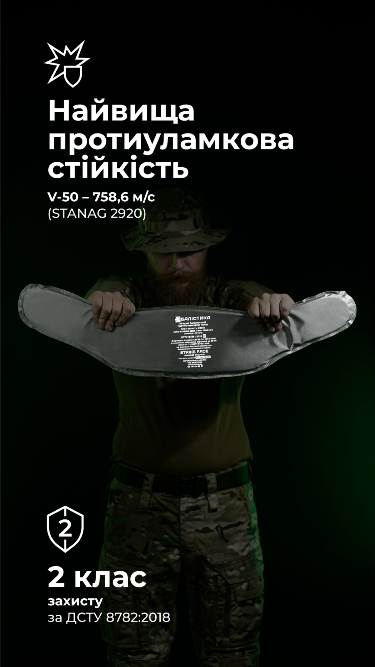 Баллистический пакет для РПС "Черсел" Слим S (2 класс | 680 г | СВМПЭ ✡ Израиль) ТМ Баллистика