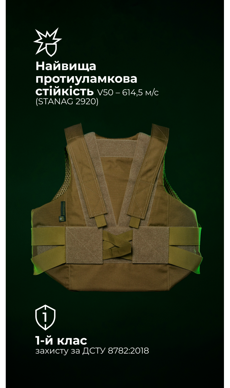 Легкий бронежилет "Сорочка" (S–XL | 1 класс | Койот) ТМ Баллистика Легкий бронежилет "Сорочка" (S–XL | 1 класс | Койот) ТМ Баллистика