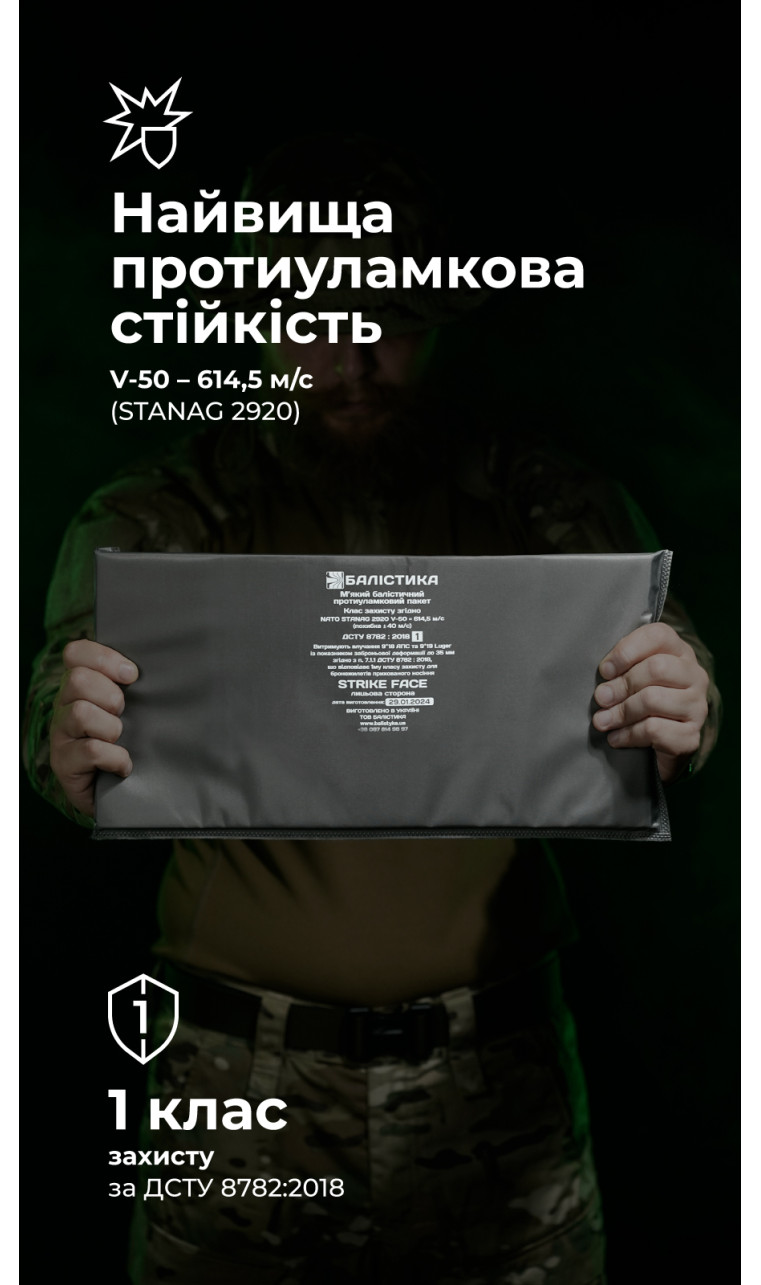 Баллистический пакет (1 класс | 20×40 см | 475 г | НВМПЭ ✡ Израиль) ТМ Баллистика