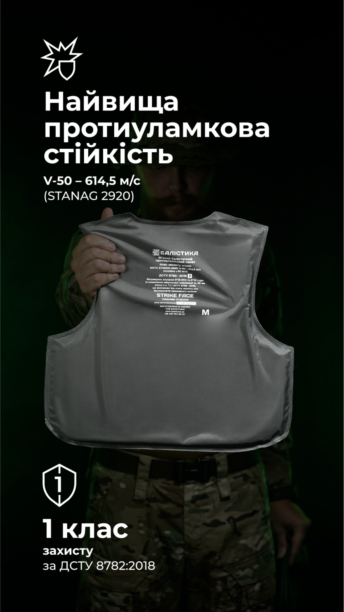 Балістичні пакети під бронежилет Crye Precision LVS (1 клас | М | 2 шт. | 1380 г | НВМПЕ ✡ Ізраїль) ТМ Балістика