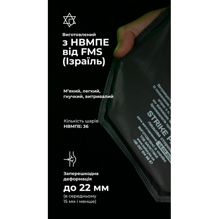 Балістичний пакет до напашника WAS (1 клас | 20×13 см | 150 г | НВМПЕ ✡ Ізраїль) ТМ Балістика