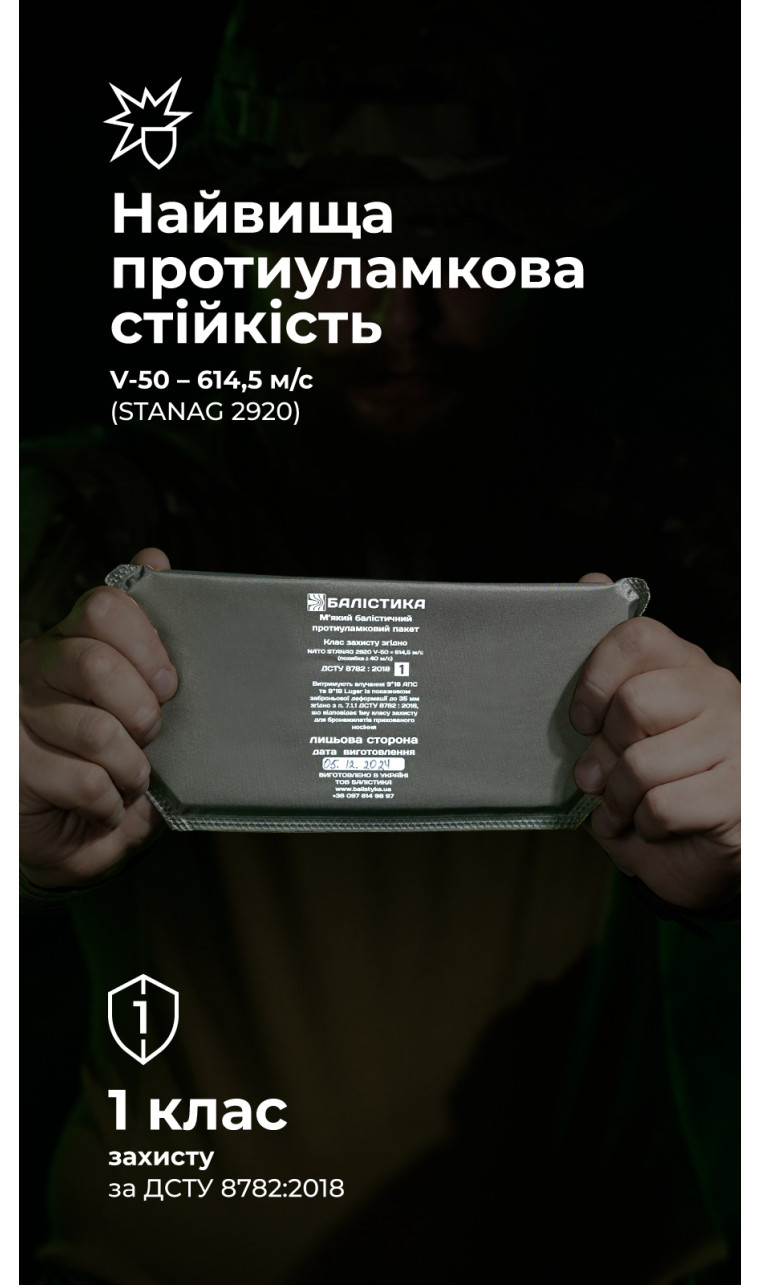 Баллистический пакет для напашника Agilite (1 класс | 21×10 см | 125 г | СВМПЭ ✡ Израиль) ТМ Баллистика Баллистический пакет для напашника Agilite (1 класс | 21×10 см | 125 г | СВМПЭ ✡ Израиль) ТМ Баллистика