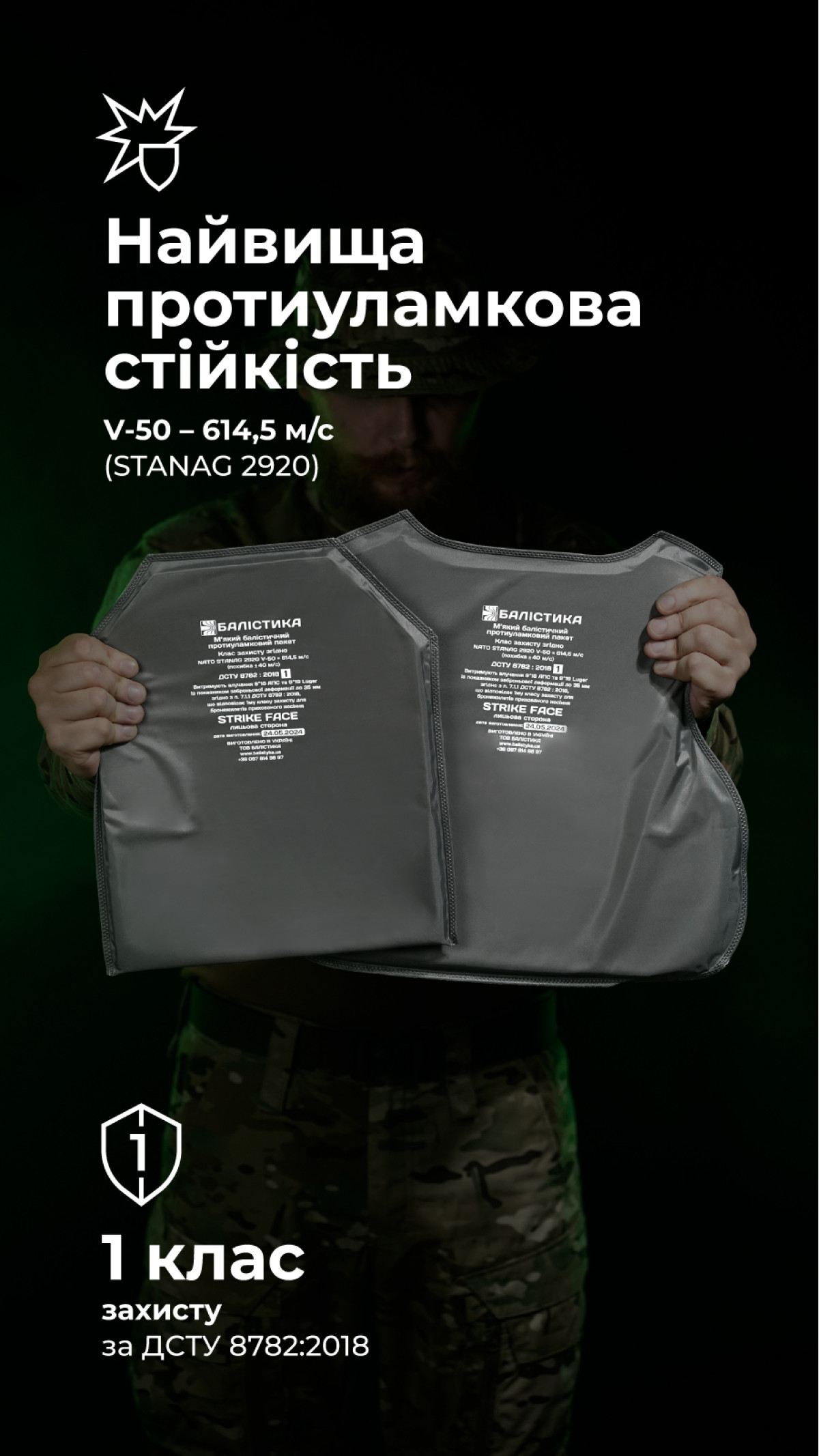 Балістичні пакети до плитоноски Agilite K19 (1 клас | 26×32 см | 2 шт. | 1075 г | НВМПЕ ✡ Ізраїль) ТМ Балістика