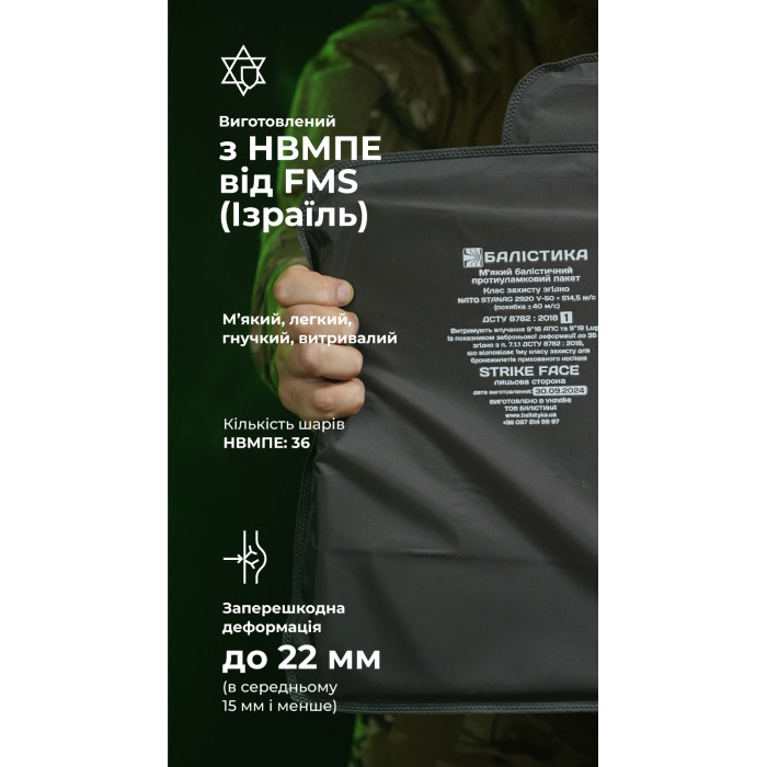 Балістичні пакети під бронежилет Crye Precision AVS (1 клас | L | 2 шт. | 1110 г | НВМПЕ ✡ Ізраїль) ТМ Балістика