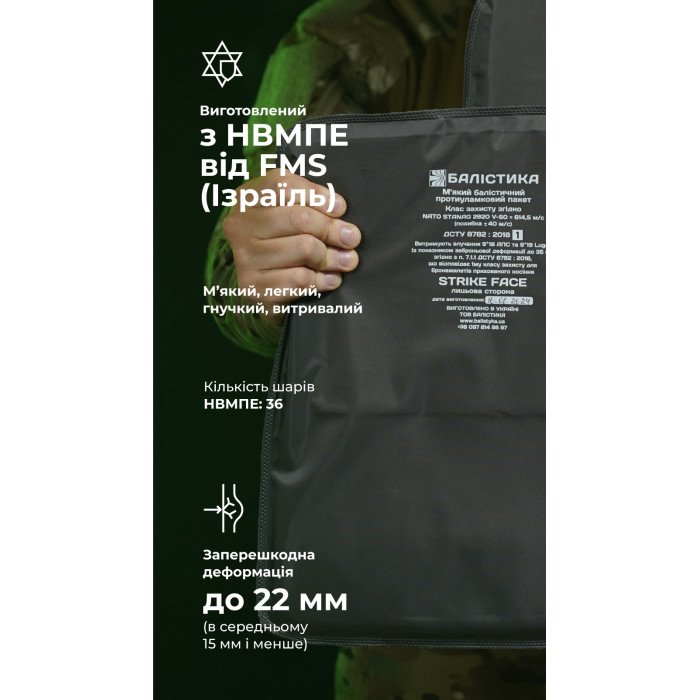 Балістичні пакети під бронежилет Crye Precision AVS (1 клас | XL | 2 шт. | 1220 г | НВМПЕ ✡ Ізраїль) ТМ Балістика