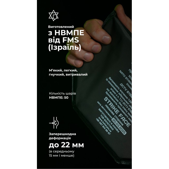 Балістичний пакет до напашника WAS (2 клас | 20×13 см | 200 г | НВМПЕ ✡ Ізраїль) ТМ Балістика