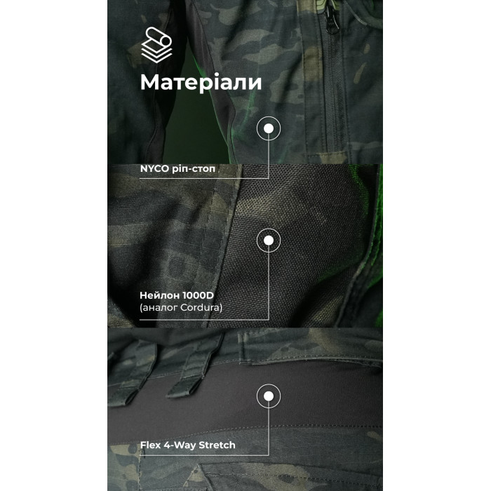 Тактичні штани "Піхота" без бронепакетів (Чорний Мультикам | 46-48 | 182-188) ТМ Балістика