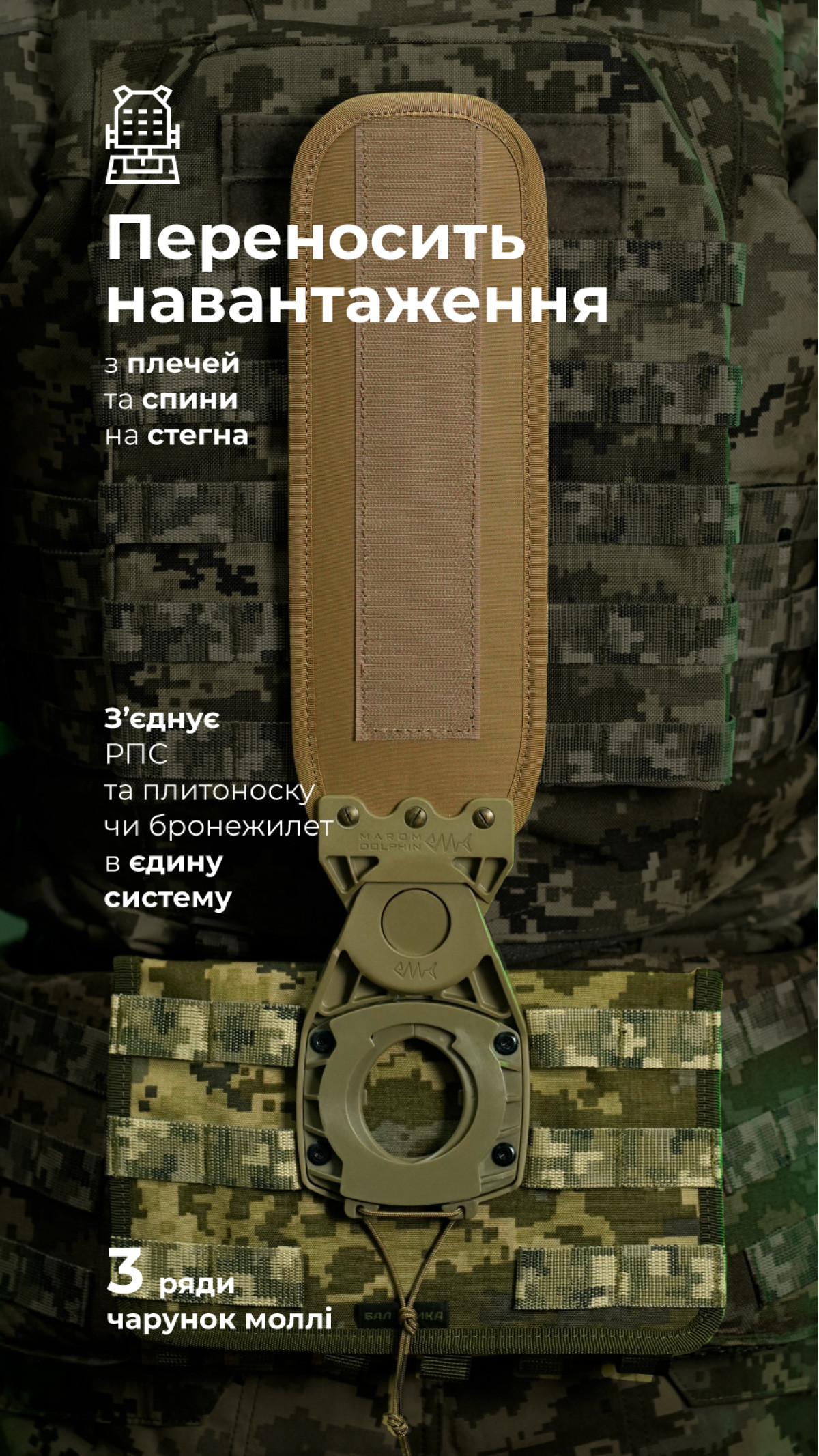 Система разгрузки и распределения веса Marom Dolphin (3 ряда молли | ММ14 “Пиксель”) ТМ Баллистика