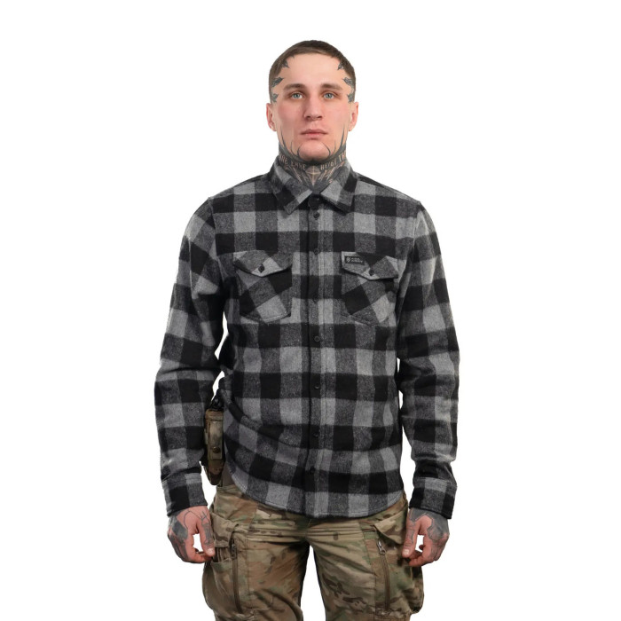 Клетчатая рубашка (S | Серо-Черная) ТМ AB3.ARMY