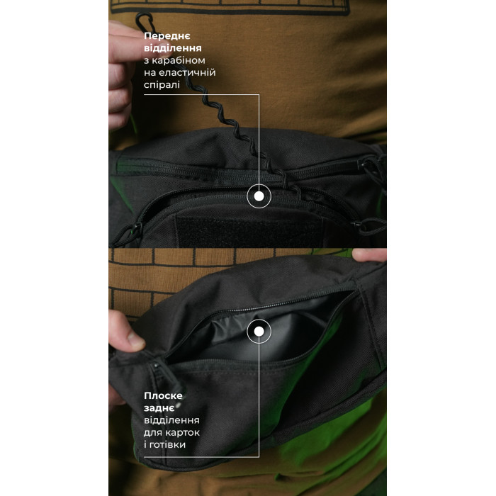 Сумка-бананка "Саква" (Розмір М | Чорний) ТМ Балістика