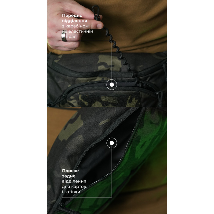 Сумка-бананка "Саква" (Розмір М | Чорний мультикам) ТМ Балістика