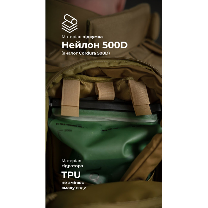 Комплект Подсумок под гидратор "Бурдюк" + Гидратор Travel Extreme "Hydra" (2 литра | Койот) ТМ Баллистика