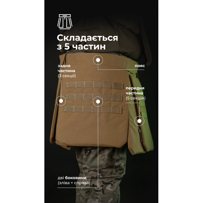 Тактический килт "Фолд" [1 класс защиты] (Размер L-XXL | Обхват 100 - 120 см | Койот) ТМ Баллистика