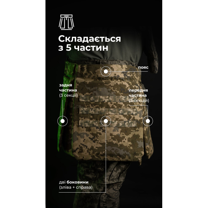 Тактический килт "Фолд" [1 класс защиты] (Размер L-XXL | Обхват 100 - 120 см | ММ14 “Пиксель”) ТМ Баллистика