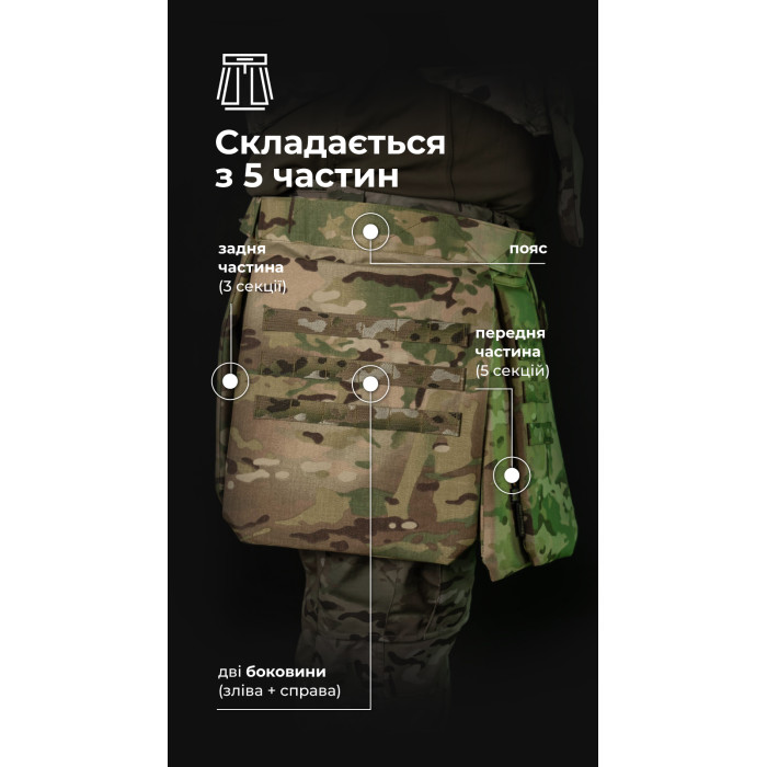 Тактический килт "Фолд" [1 класс защиты] (Размер L-XXL | Обхват 100 - 120 см | Мультикам) ТМ Баллистика