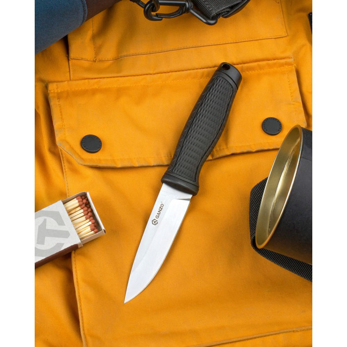 Нож нескладной “G806-BK” (Нержавеющая сталь | С кожухом | Черный) ТМ Ganzo