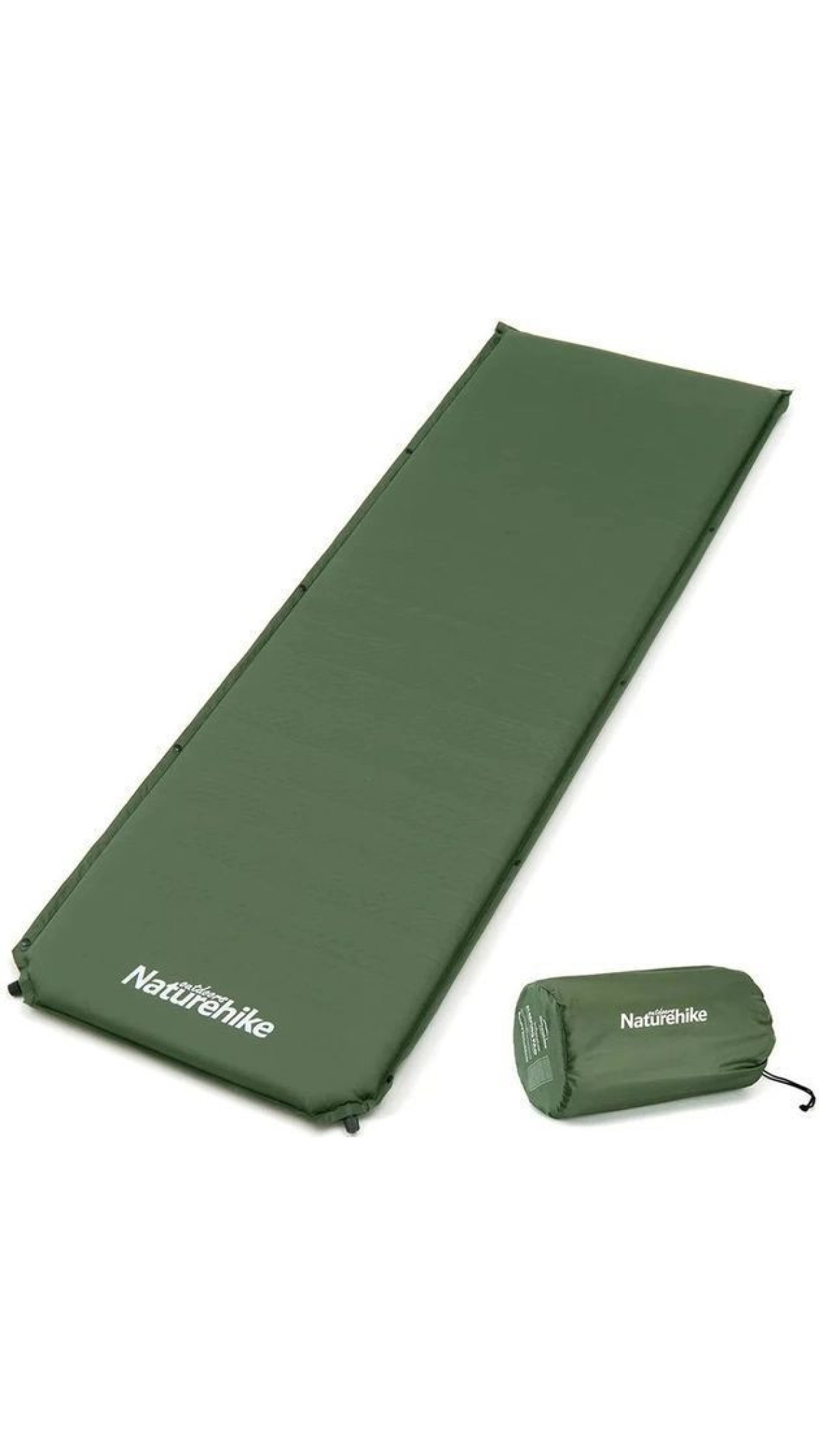 Самонадувающийся матрас (200×63×5 см | Водоотталкивающая ткань + пена | Темно-зеленый) ТМ Naturehike
