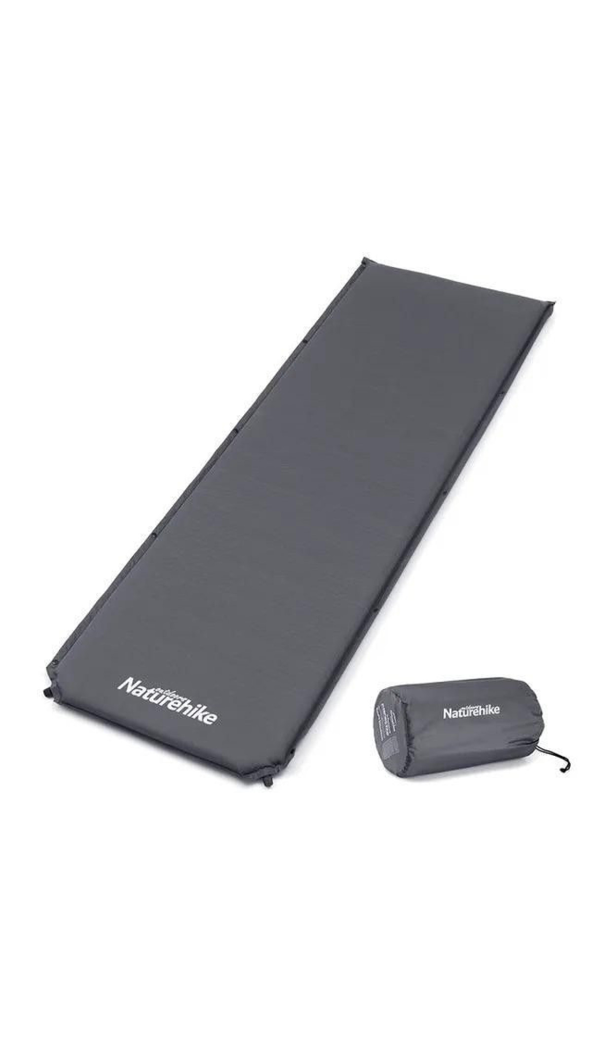 Самонадувающийся матрас (200x63x5 см | Водоотталкивающая ткань + пена | Темно-серый) ТМ Naturehike