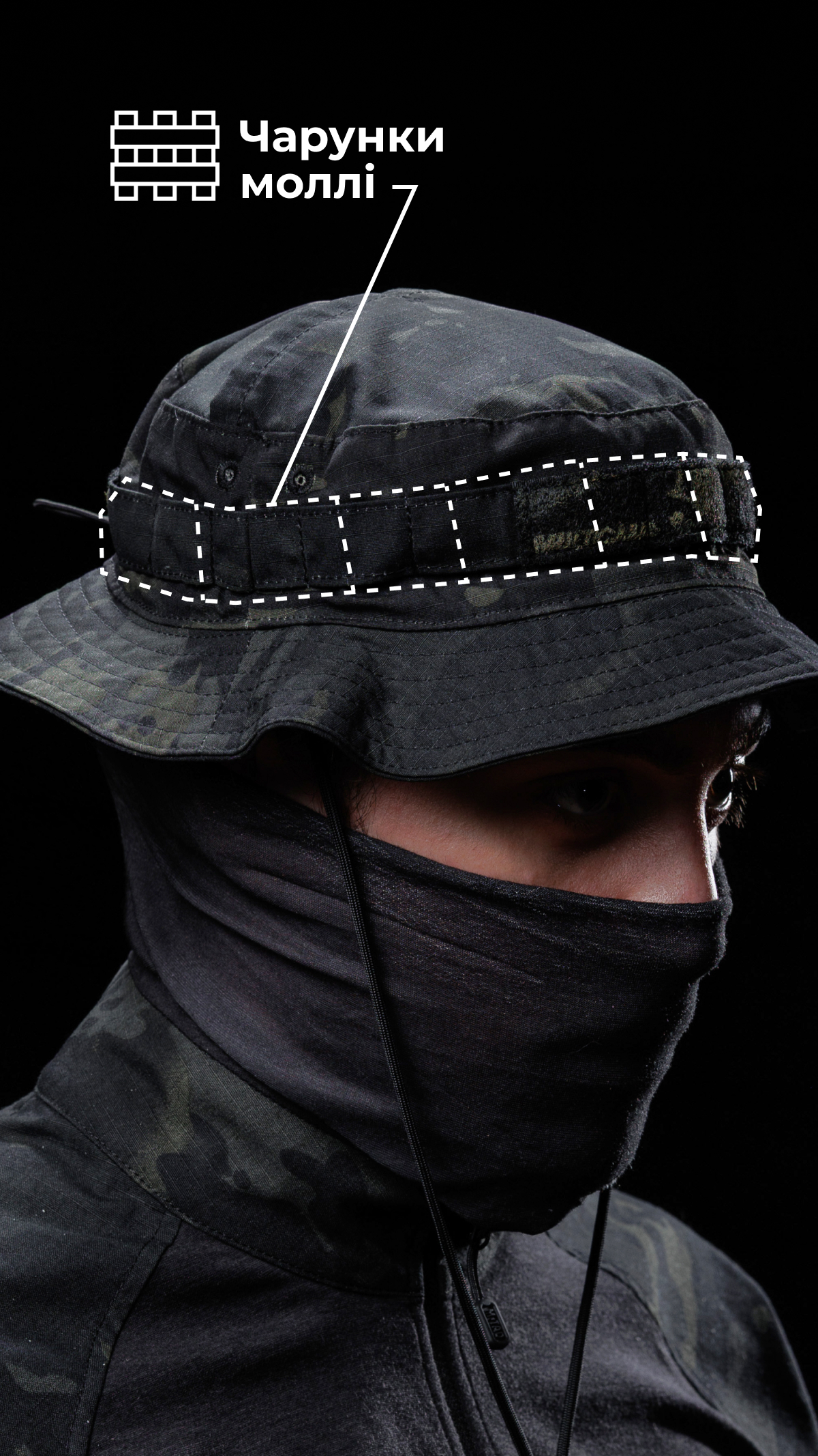 Панама тактична "Хьотр" XL-XXL (59-60 | Чорний Мультикам) ТМ Балістика Панама тактична "Хьотр" XL-XXL (59-60 | Чорний Мультикам) ТМ Балістика