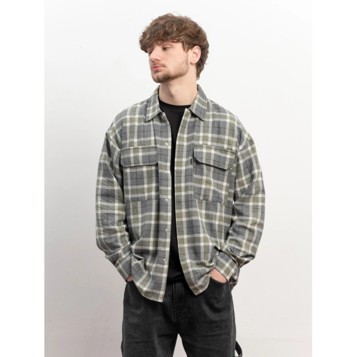 Картата сорочка “Клітинка № 9” (M | Молочно‑оливково‑сіра) ТМ Gard Картата сорочка “Клітинка № 9” (M | Молочно‑оливково‑сіра) ТМ Gard