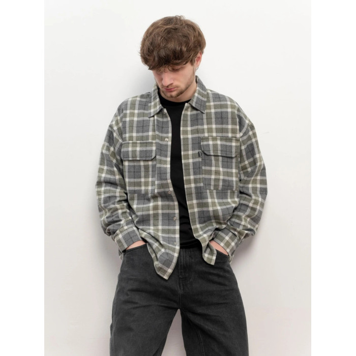 Картата сорочка “Клітинка № 9” (M | Молочно‑оливково‑сіра) ТМ Gard Картата сорочка “Клітинка № 9” (M | Молочно‑оливково‑сіра) ТМ Gard