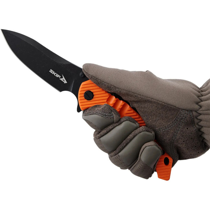 Нож складной “Adventure II” (Нержавеющая сталь | Обработка Black Stonewash | Оранжевый) ТМ Skif