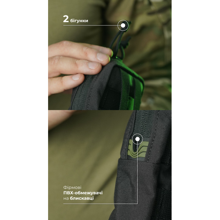 Утилітарний підсумок УП3 “Струнник” (20,5×9×5,5 см | Вертикальний | Чорний) ТМ Балістика