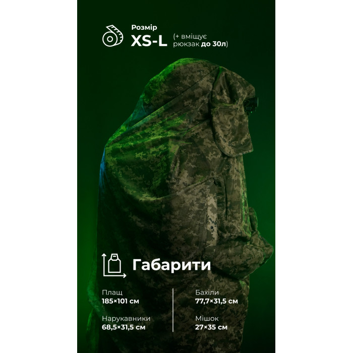 Антитепловизионный пончо-плащ "Чугайстер" GEN 2 (ММ14 "Пиксель") ТМ Баллистика