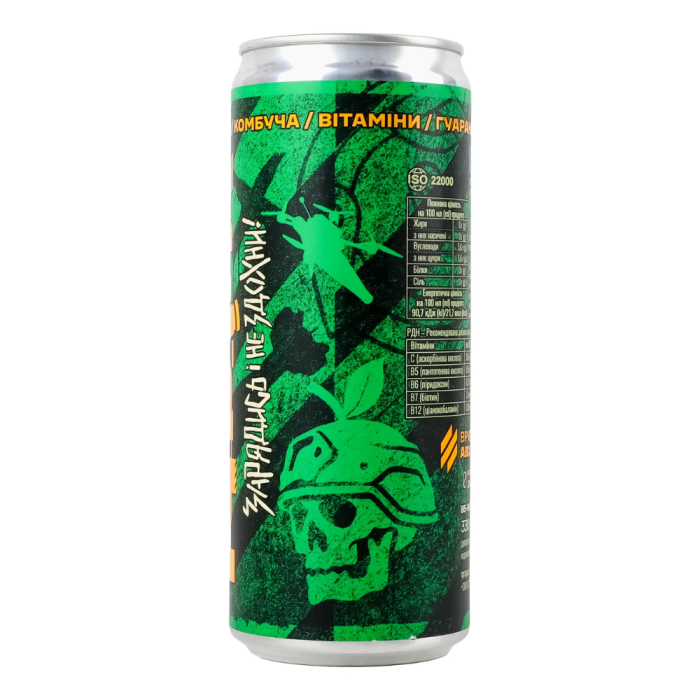 Энергетик на основе комбучи «Движ» (Яблочный вкус | 330 мл) ТМ AB3.ARMY