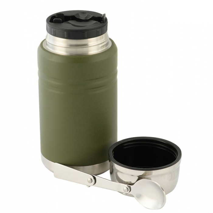 Термос зі складаною ложкою (750 мл | Неіржавна сталь | Олива) ТМ M-Tac