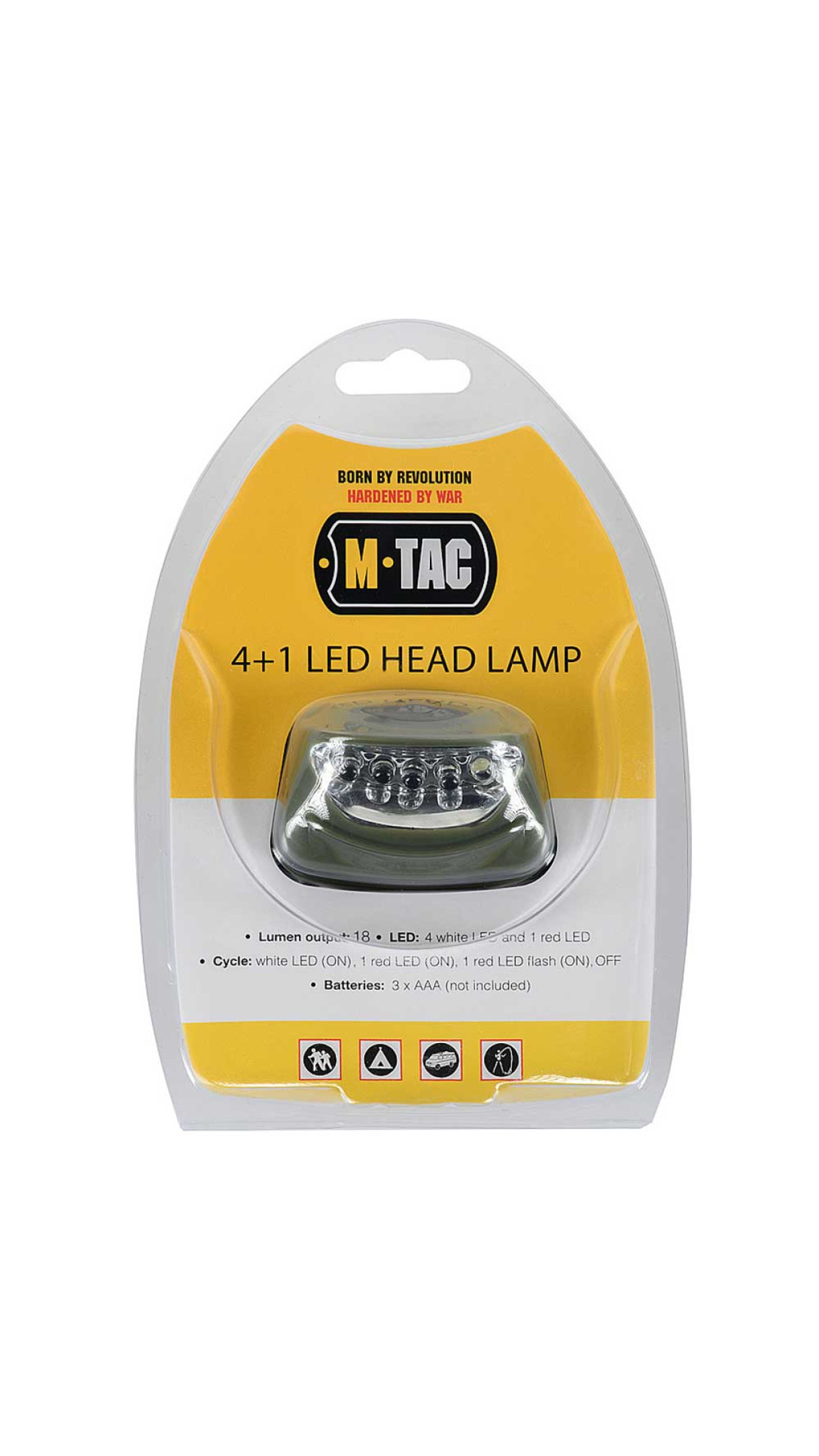 Налобний ліхтар (4 білі + 1 червоний LED | 18 лм | Олива) ТМ M-Tac