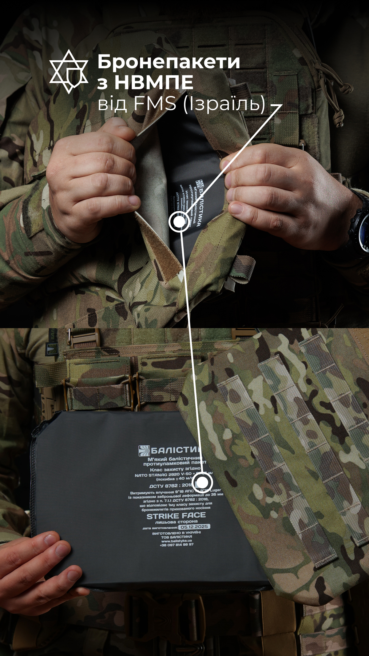 Комплект баллистической защиты паха “Калкан” и живота “Подол” (XL-3XL | 1 класс | Мультикам неоригинальный) ТМ Баллистика