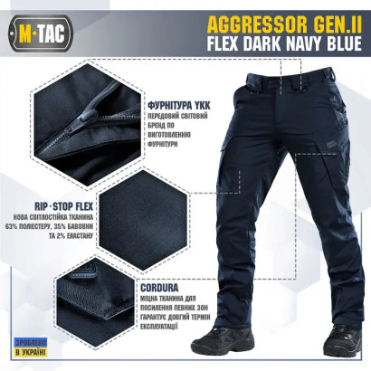 M-Tac штаны Aggressor Gen.II Flex Dark Navy Blue (р.32/30)