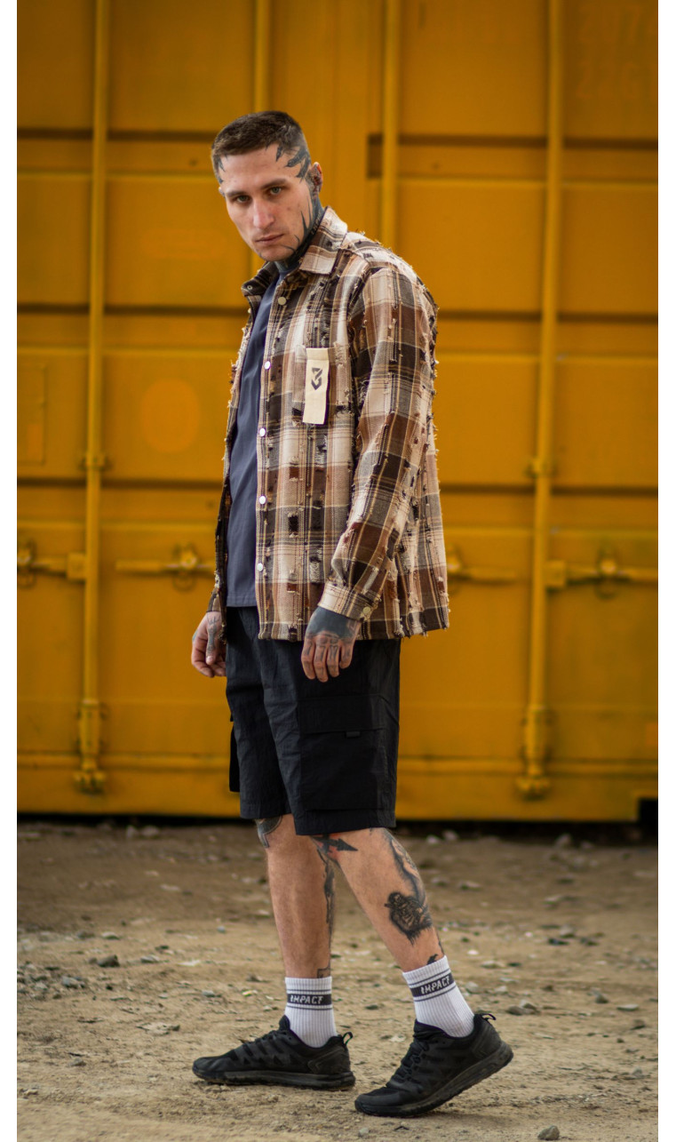 Сорочка “Worn & torn style” картата (L | Коричнева) ТМ AB3.ARMY