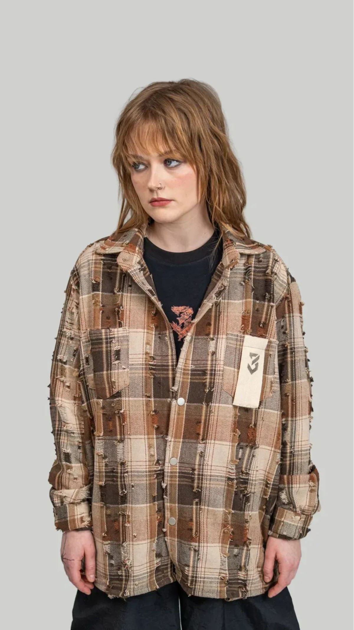 Сорочка “Worn & torn style” картата (S | Коричнева) ТМ AB3.ARMY