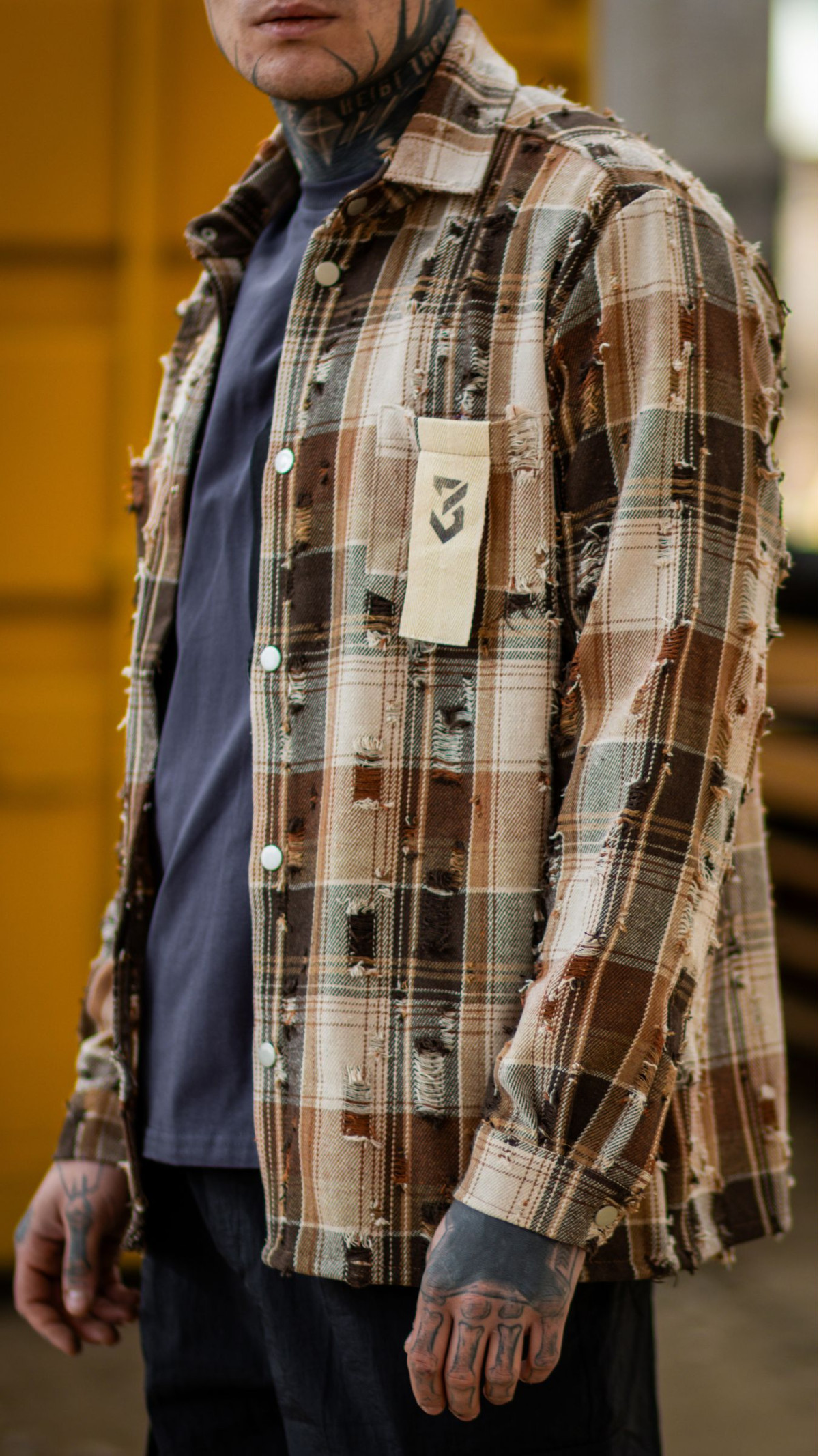 Сорочка “Worn & torn style” картата (S | Коричнева) ТМ AB3.ARMY