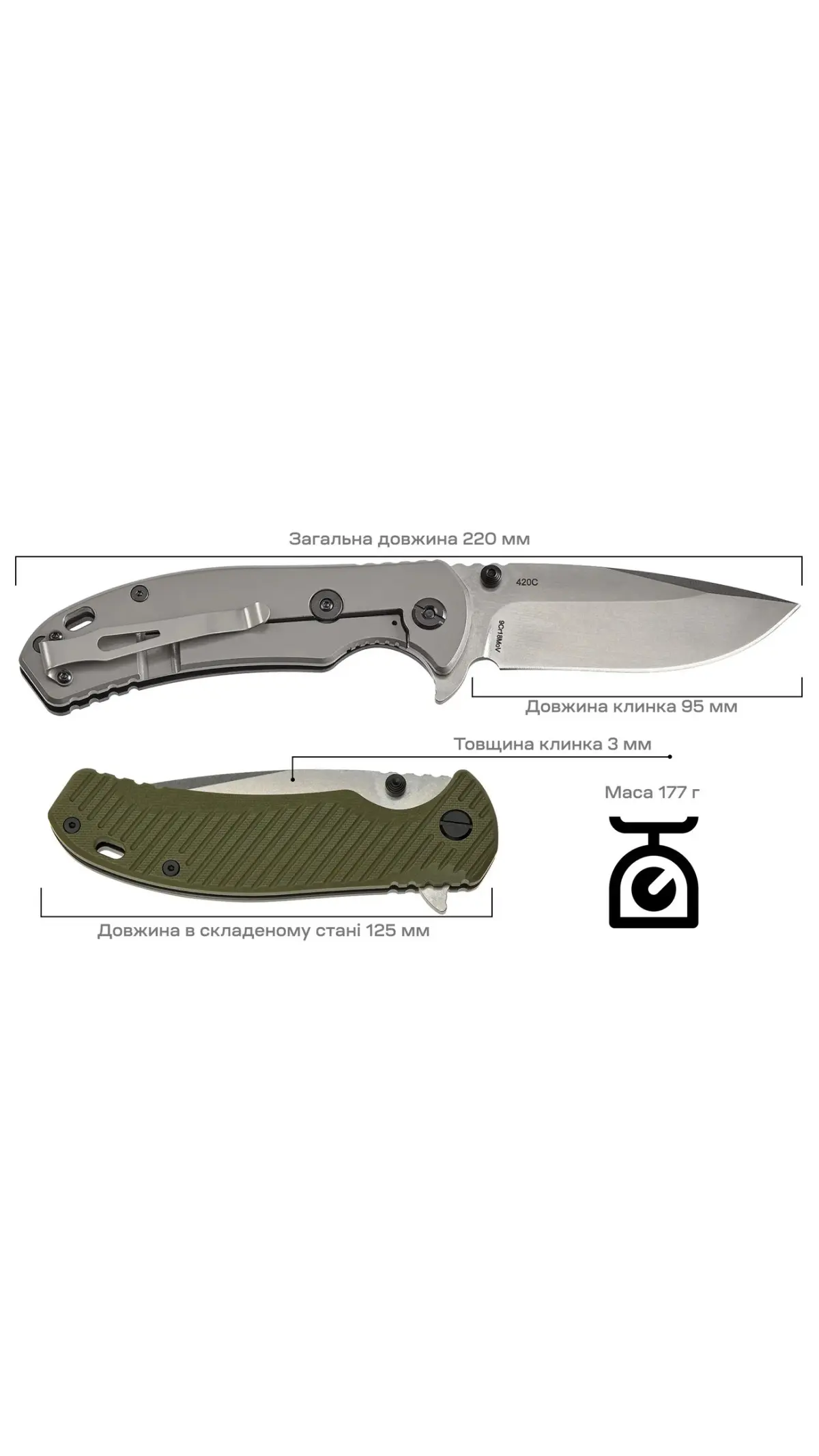 Ніж складаний “Sturdy II” (Неіржавна сталь | Обробка Stonewash