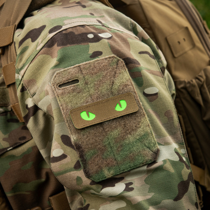 Світлонакопичувальний патч “Cat Eyes” [Зелені очі] (Кордура | Койот) ТМ M-Tac